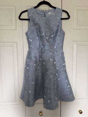 Ever New Powder Blue Floral Jacquard Fit-and-Flare Dress